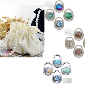 Elegant Cream Clutch with Pearl Handle and 1 purse holder color varies